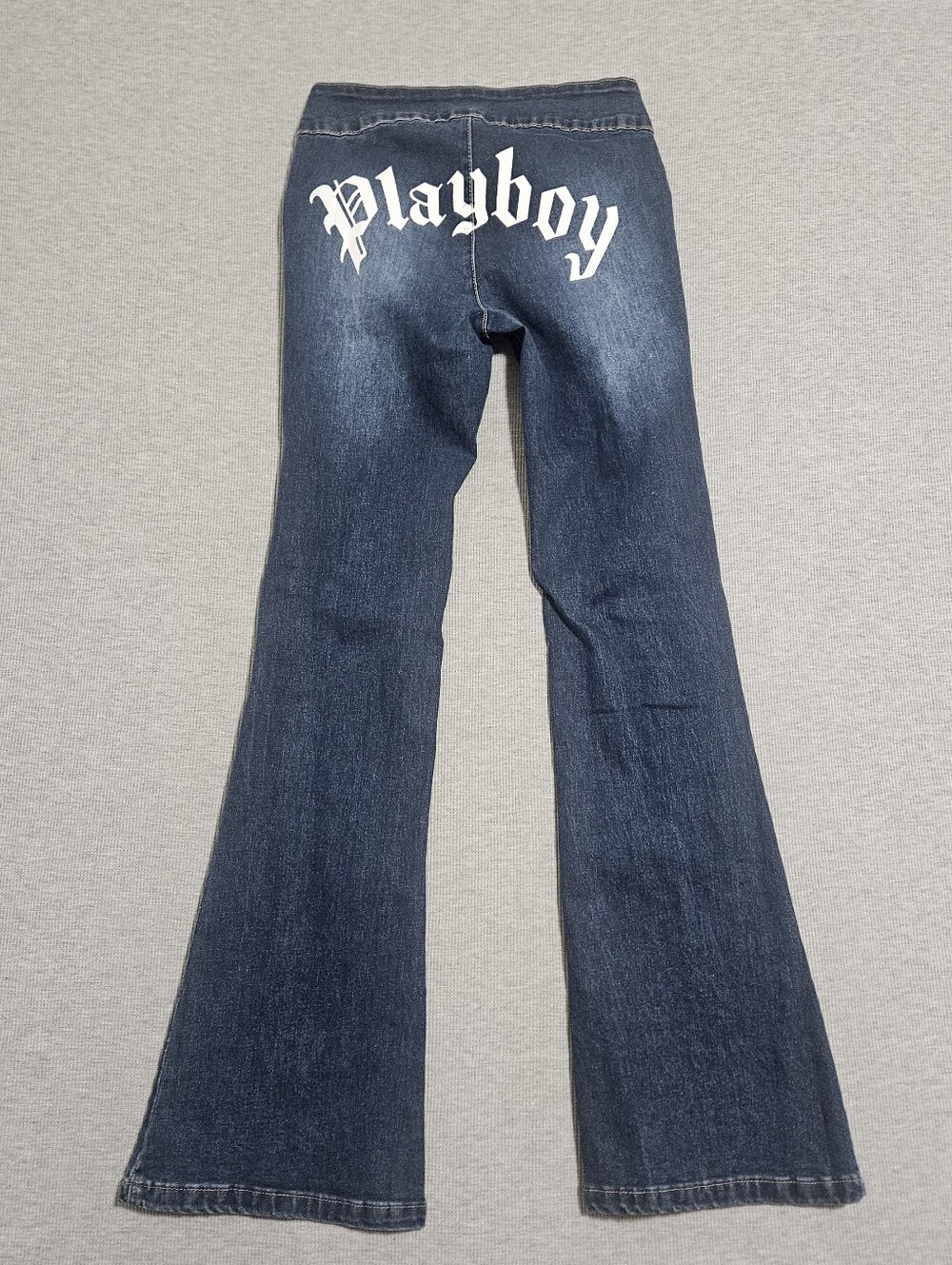 PLAYBOY Dark Blue Flare Jeans with White Back Logo Size 0